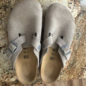 Birkenstock Boston Suede Leather Stone Coin
